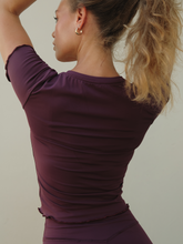 Berry Ultra Flex Ruche V Neck Top