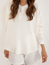 Cream Plush Waffle Henley Top