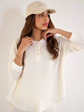 Cream Plush Waffle Henley Top