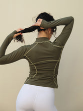 Olive Contrast Jacket Top