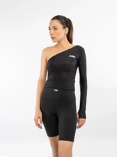 Shimmer Asymmetrical Sleeve Top