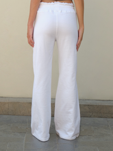White Terry Signature Logo Wide Leg Pants